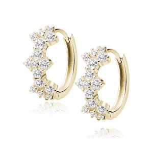 Cercei rotunzi argint placati cu aur galben cu pietre Ø16 mm DiAmanti Z2113DEG_W-DIA (Argint 925‰ 3 g.)